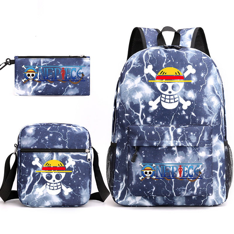 Trendy Anime Backpack Shoulder Pencil Bag Three-piece Set