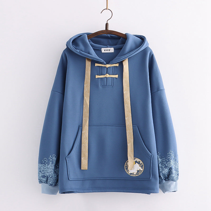 Japanese Ethnic Style Cartoon Rabbit Plush Hoodie