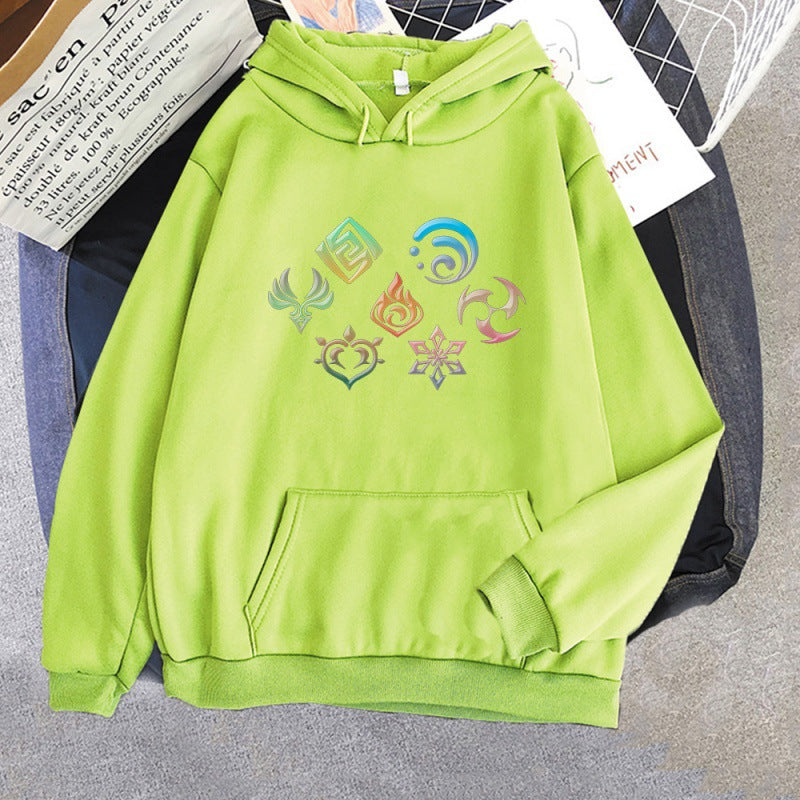 Unisex Game Elements Print Loose Hoodie