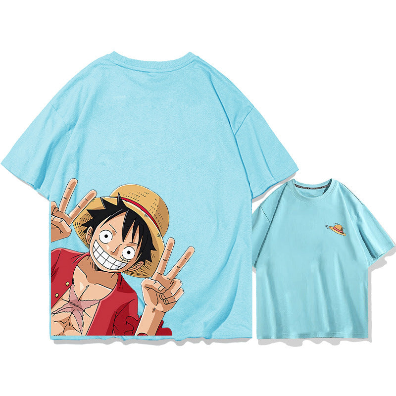 Unisex Luffy Cotton Short-sleeved Loose T-shirt