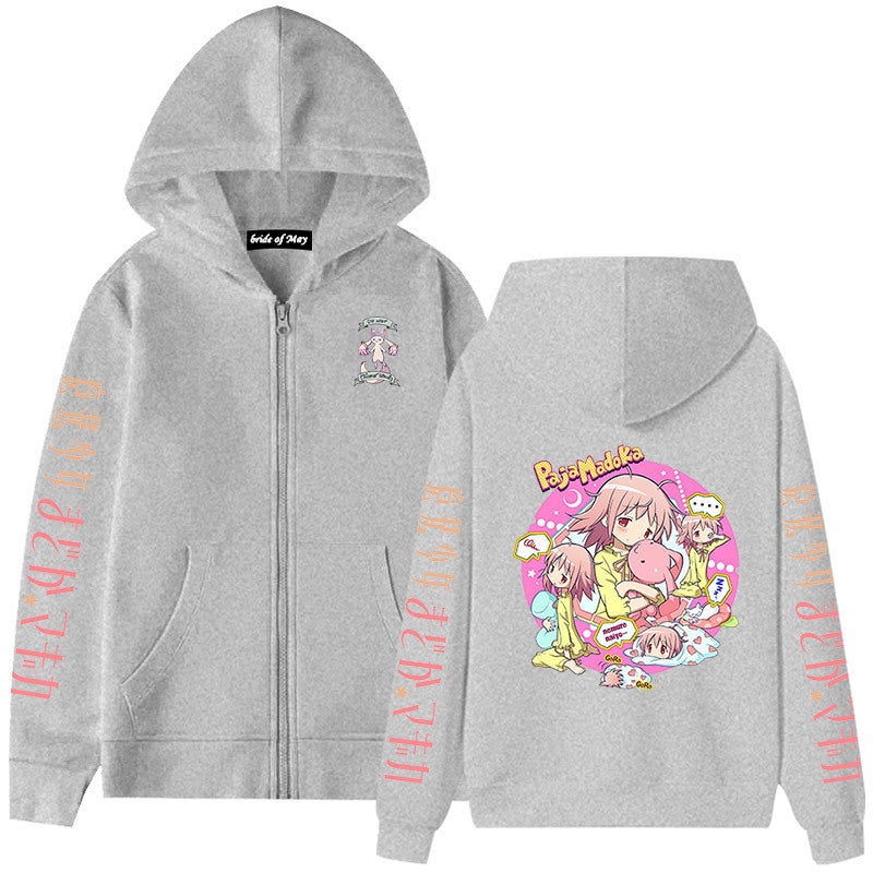 Lovely Girls Anime Print Zipper Hoodie