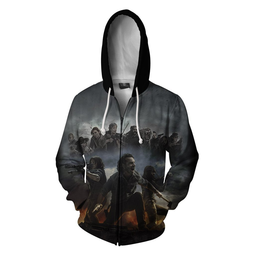 Halloween Skeleton Digital Printed Zipper Jacket