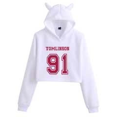 Women's 1D Letter Printed Crop Casual Hoodie