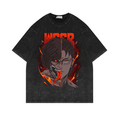 Vintage Washed Anime Short-sleeved T-shirt