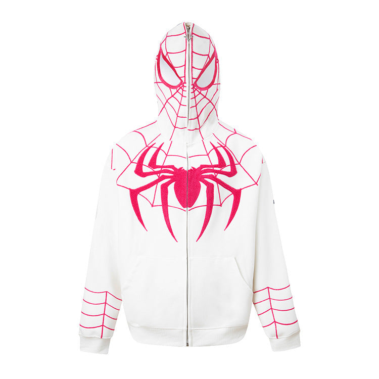 Unisex Chic 3D Zip Up Spider Cosplay Loose Hoodie