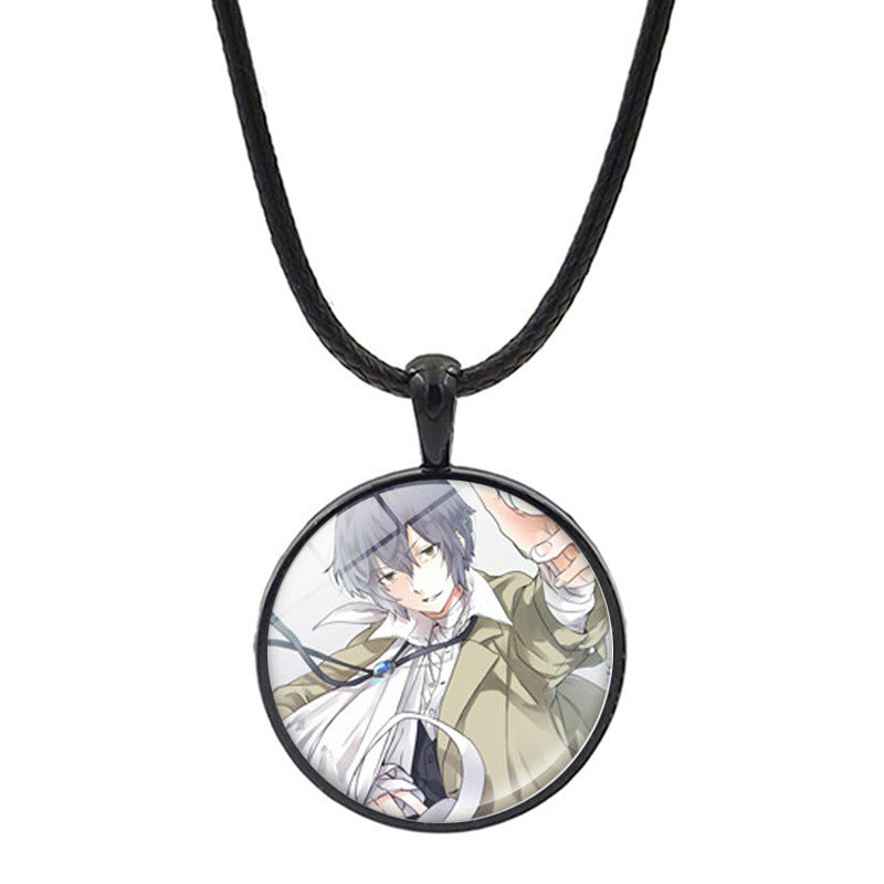 Versatile Anime Pendant Leather Rope Necklace