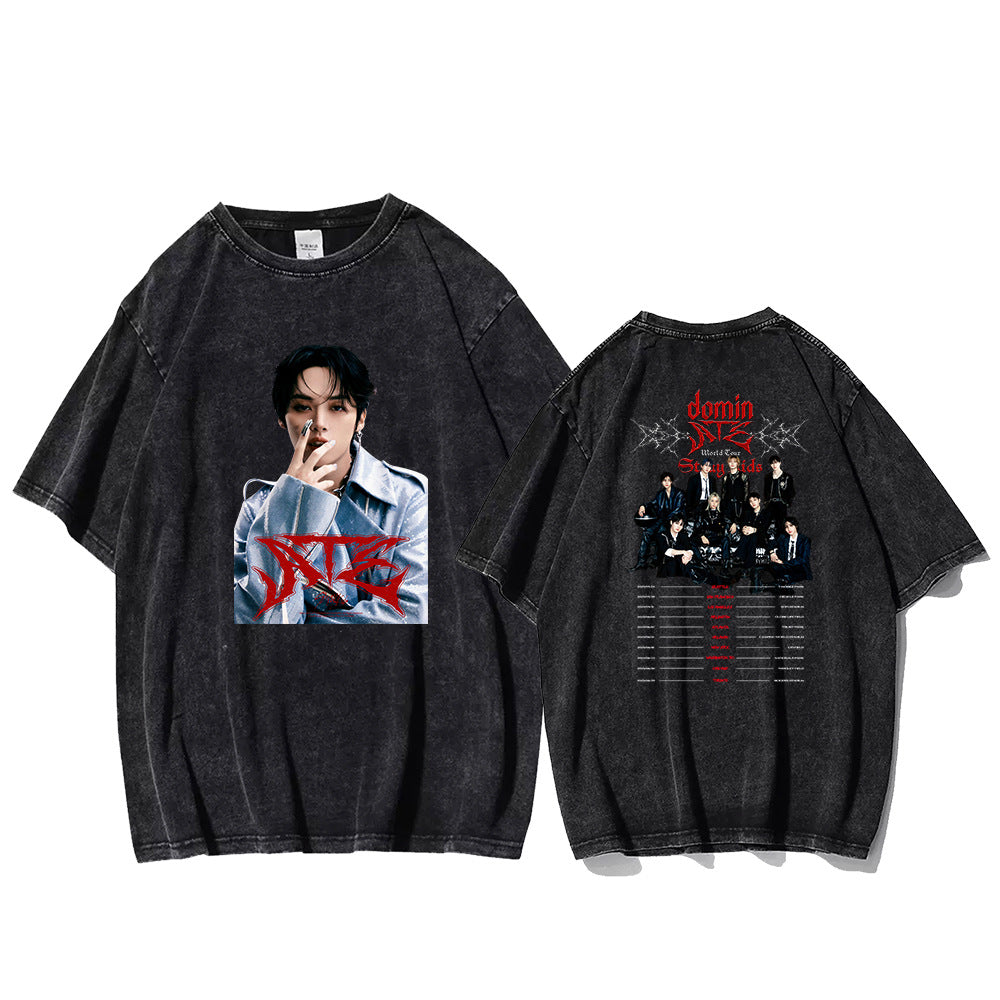 Unisex Kpop ATE Graphic Washed T-shirt