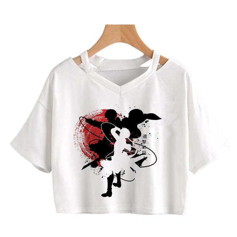 Trendy Women's Anime Print Cropped T-Shirt