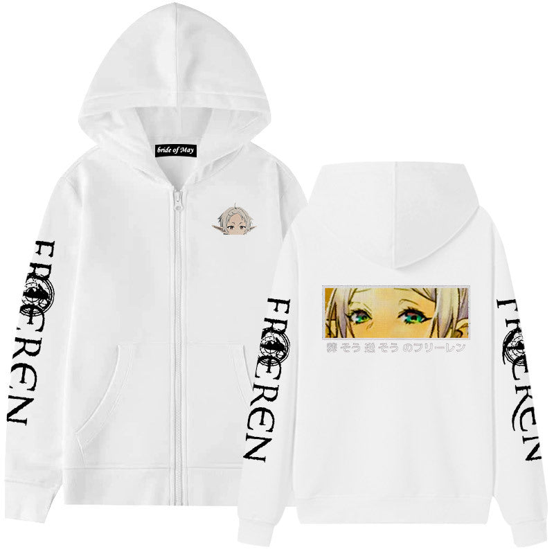 Unisex Anime Graphic Print Zipper Hoodie