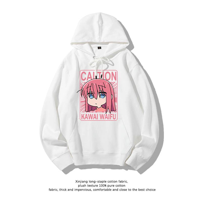 Casual Anime Bocchi Print Loose Hoodie