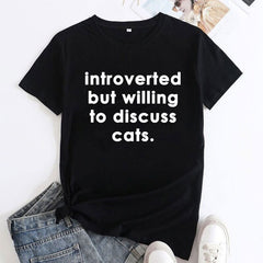 Introverted But Willing To Discuss Cats Graphic Tee