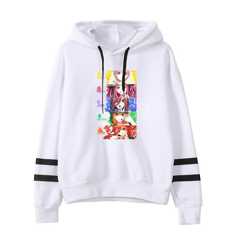 Women's Anime Printed Loose Striped Hoodie