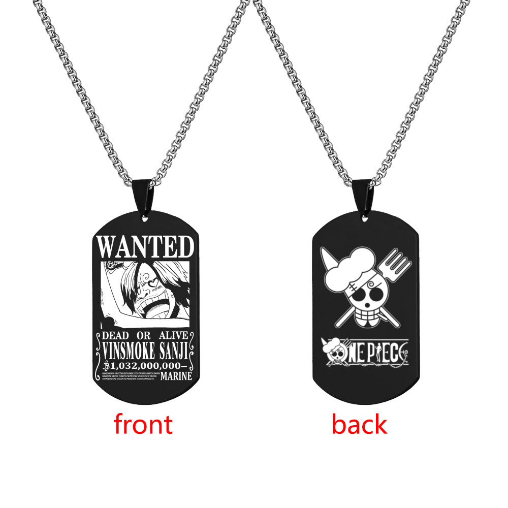 Luffy Wanted Double-sided Dog Tag Necklace