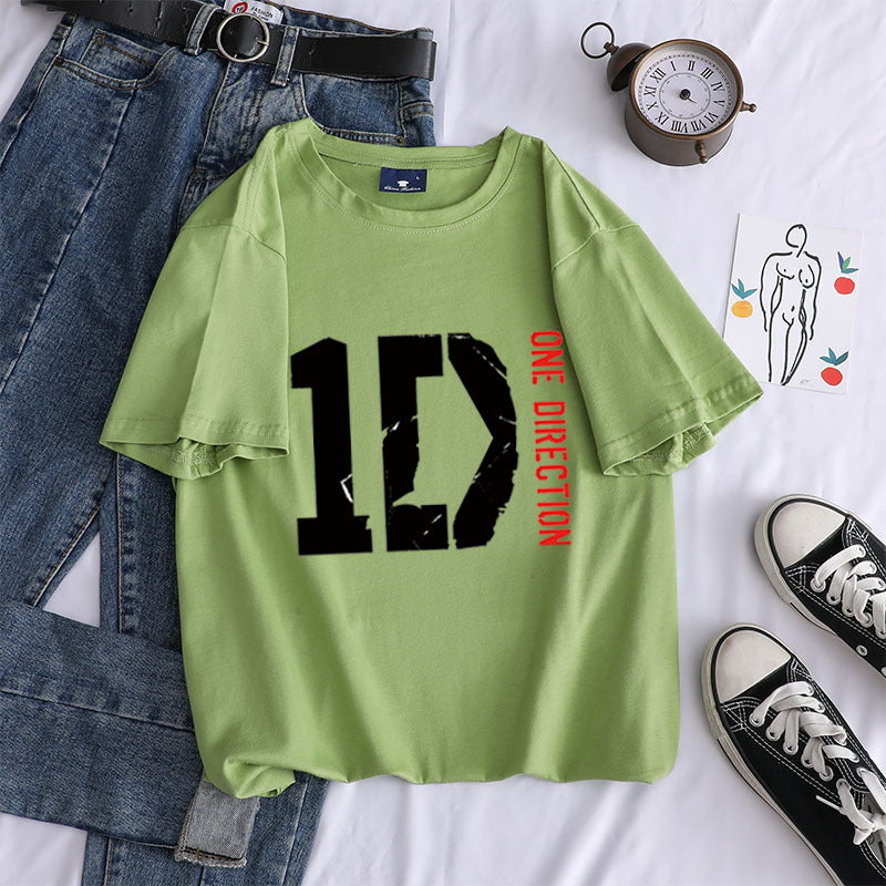 Casual 1D Short-sleeved Cotton T-shirt