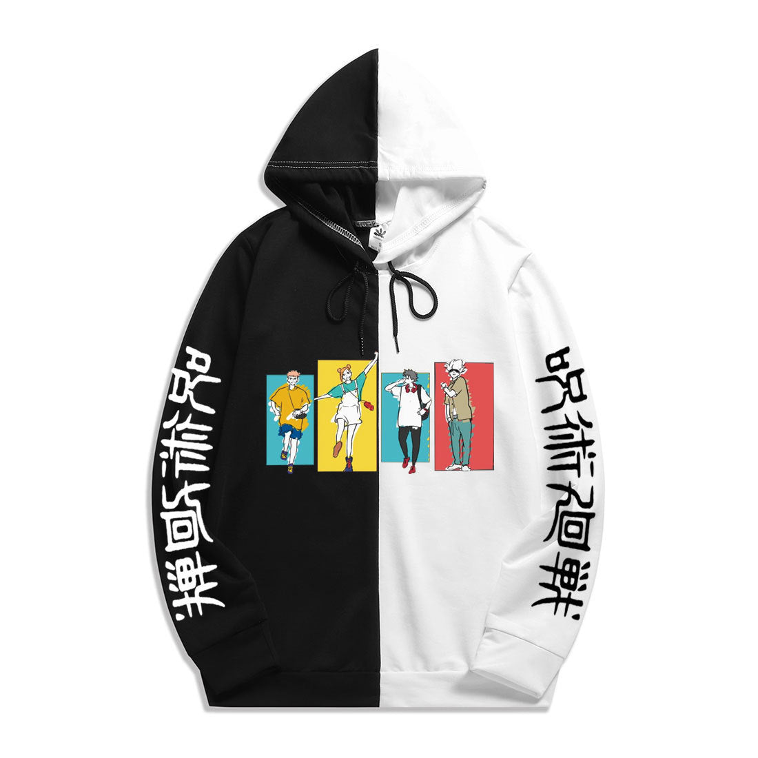 Unisex Anime Color Block Sports Pullover Hoodie