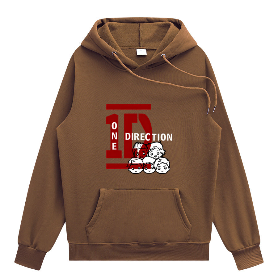 Casual 1D Graphic Printed Pullover Hoodie