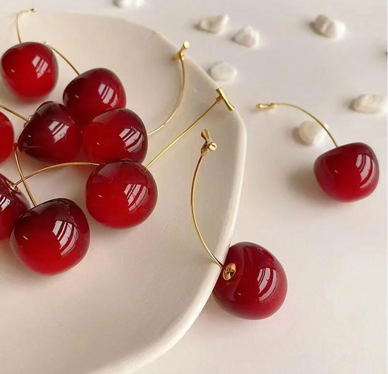 Red Cherry Drop Earrings