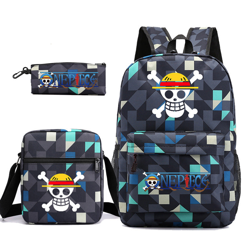 Trendy Anime Backpack Shoulder Pencil Bag Three-piece Set