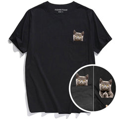 CHEEKY CRITTER POCKET TEE: A PLAYFUL SURPRISE INSIDE "GREY CAT"