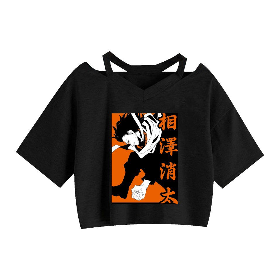 Women's Anime Graphic Printed Short Sleeve Crop T-shirt