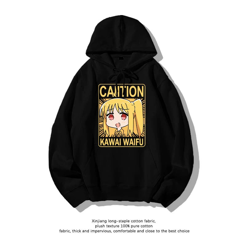 Casual Anime Bocchi Print Loose Hoodie
