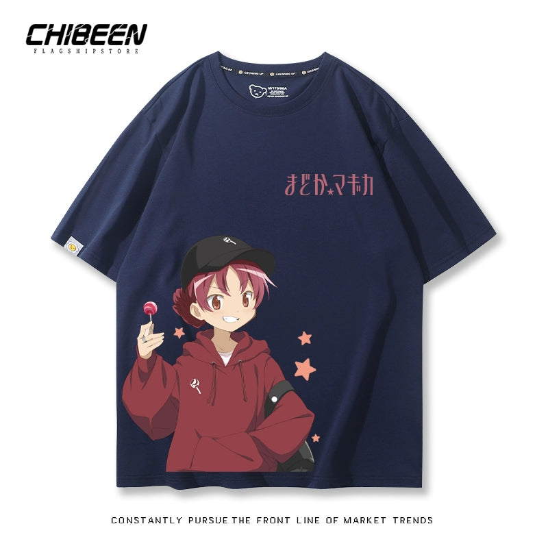 Versatile Anime Print Short-sleeved Top