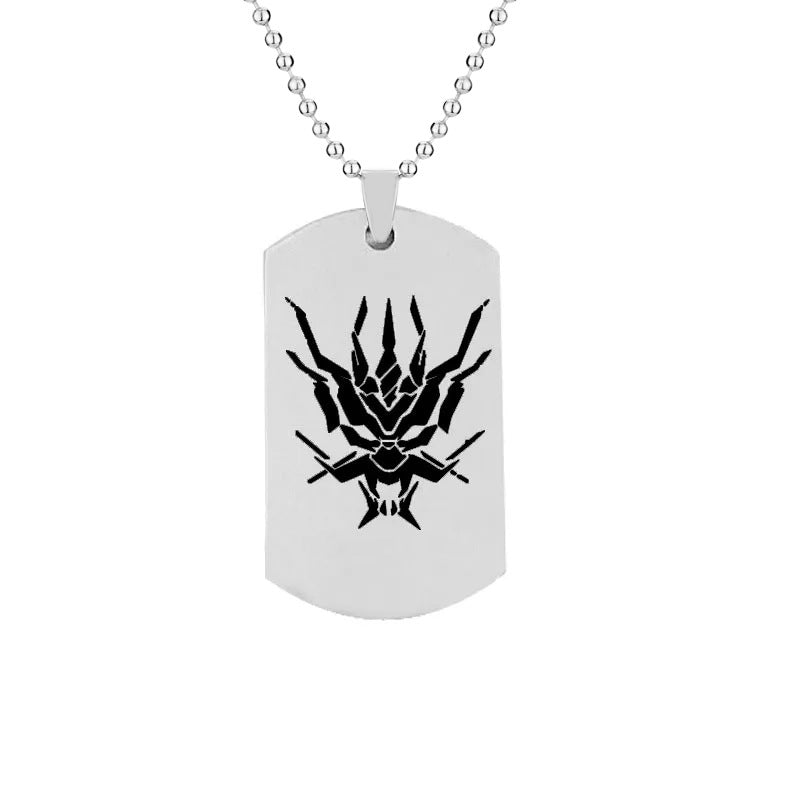 Game Cool Pattern Silver/black Tag Necklace