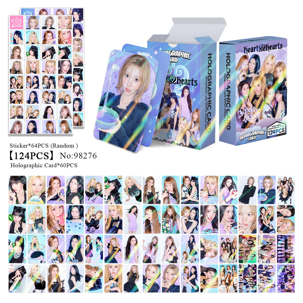 124PCS H2H ICONIC HEART Holographic Photocard Sticker