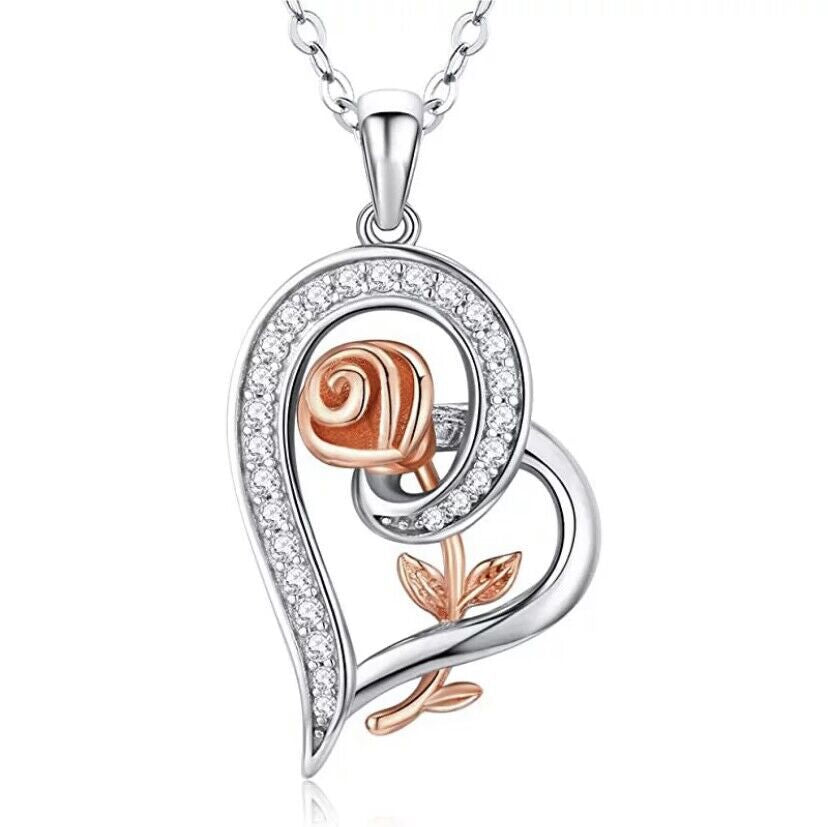 Chic Rose Love Silver Necklace