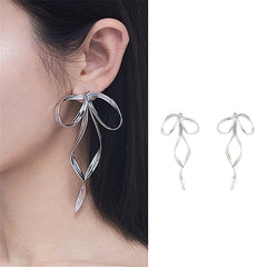 Antique Bow Long Ribbon Earrings