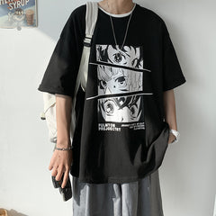 Trendy Anime Graphic Men's Round Neck Loose Tee