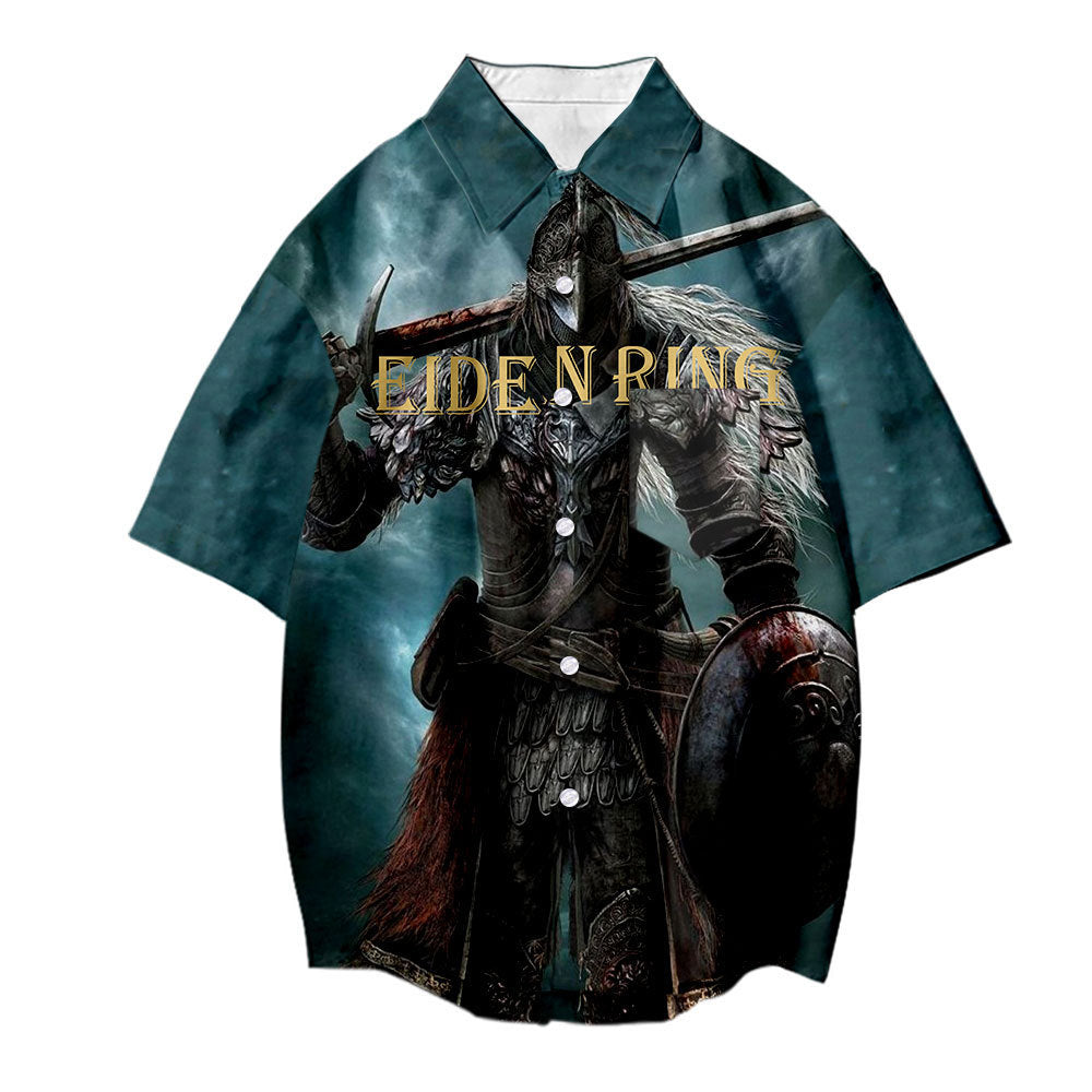 Men's Game 3d Print Short Sleeve Loose Shirt