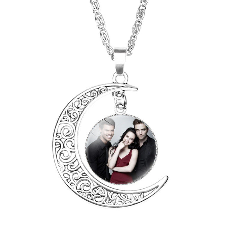 Twilight Gemstone Crescent Moon Necklace