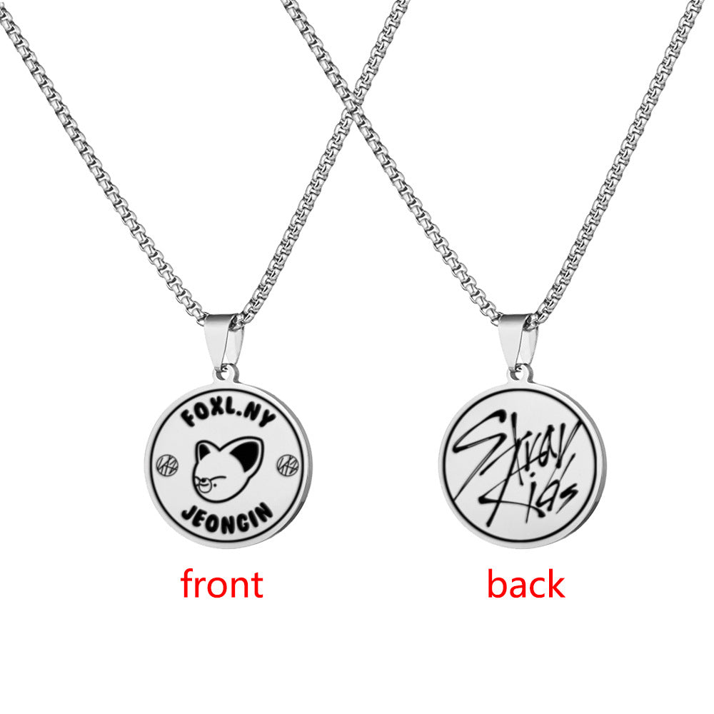 Double Sided Kpop Stainless Steel Engraved Necklace