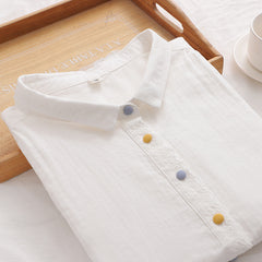 Women's Colorful Button Loose Short-sleeved Shirt