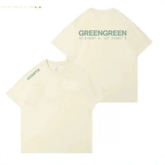 "GREENGREEN" Album Printed Cotton Short-sleeved T-shirt