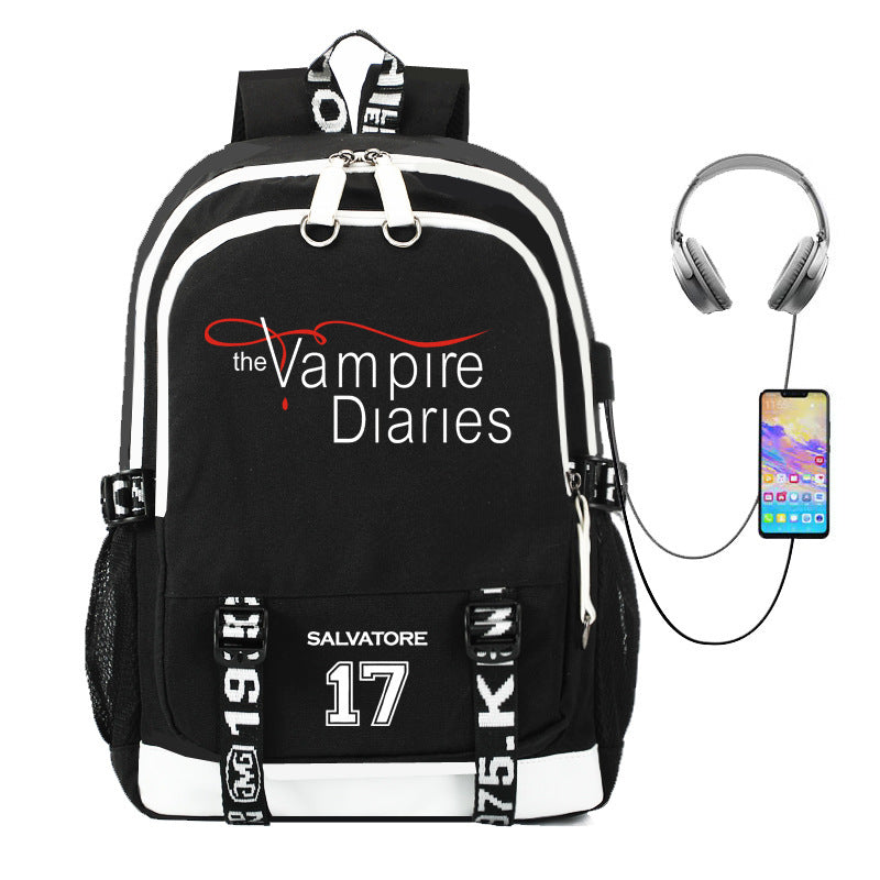 Casual TVD Pattern Print School Backpack