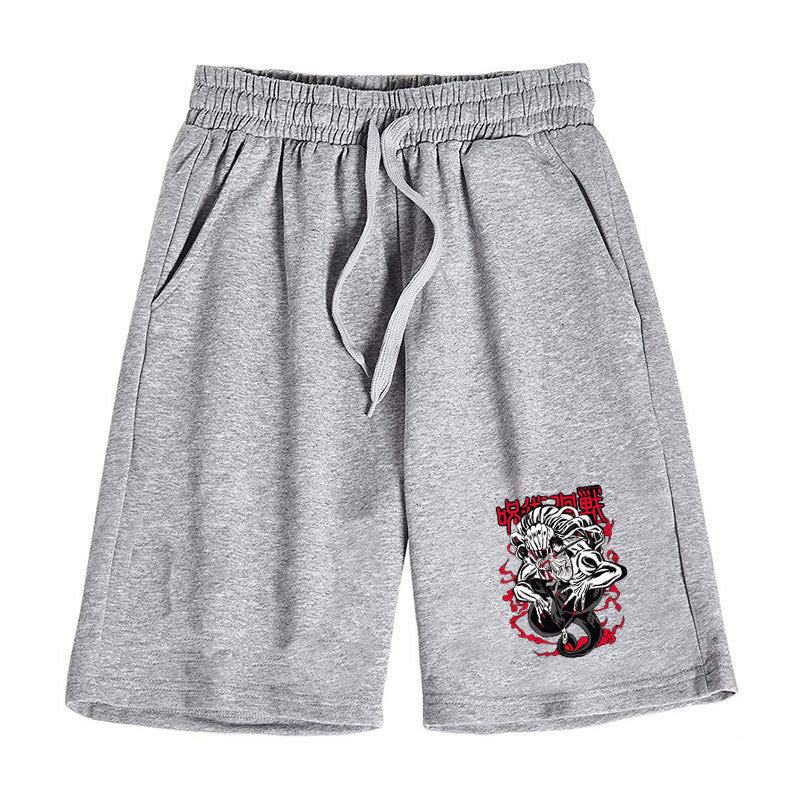 Men's Anime Print Casual Sports Loose Shorts