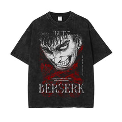 Retro Anime Printed Washed Short-sleeved T-shirt