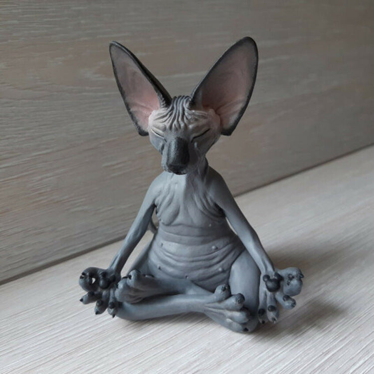 Hairless Meditation Cat Resin Ornaments