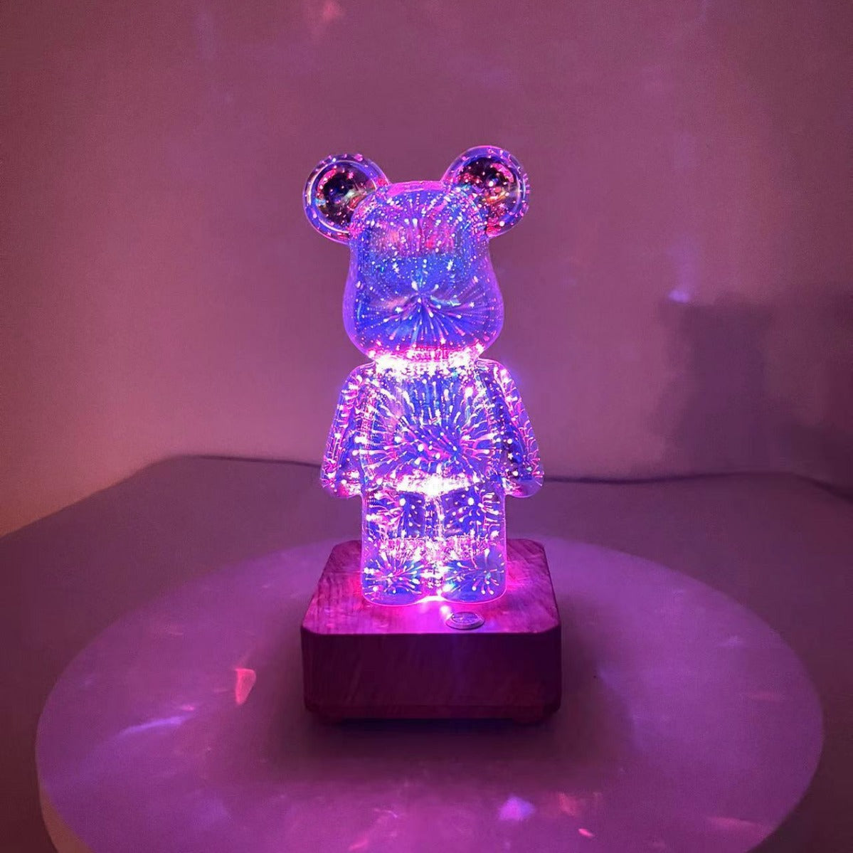 3D Fireworks Bear Glass Led Lamp