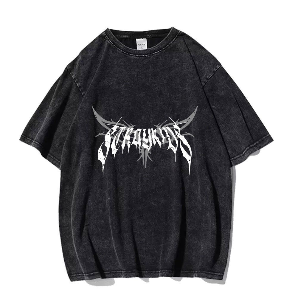 Retro KPOP Graphic Washed T-shirt