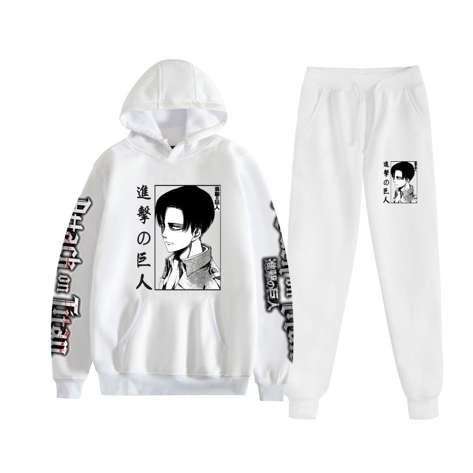 Men's Anime Pattern Print Hoodie Pants Set
