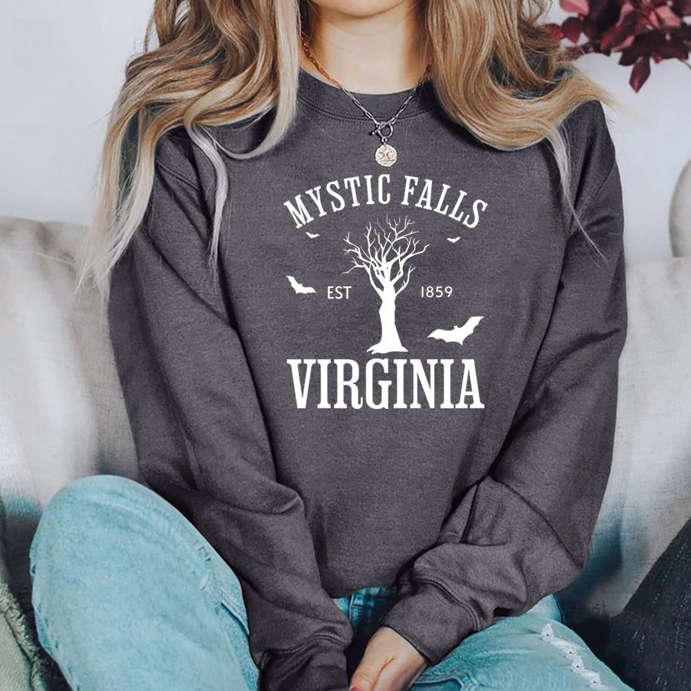 Mystic Falls Virginia Letter Print Sweatshirt