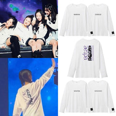 KPOP Logo Print Loose Long-sleeved T-shirt
