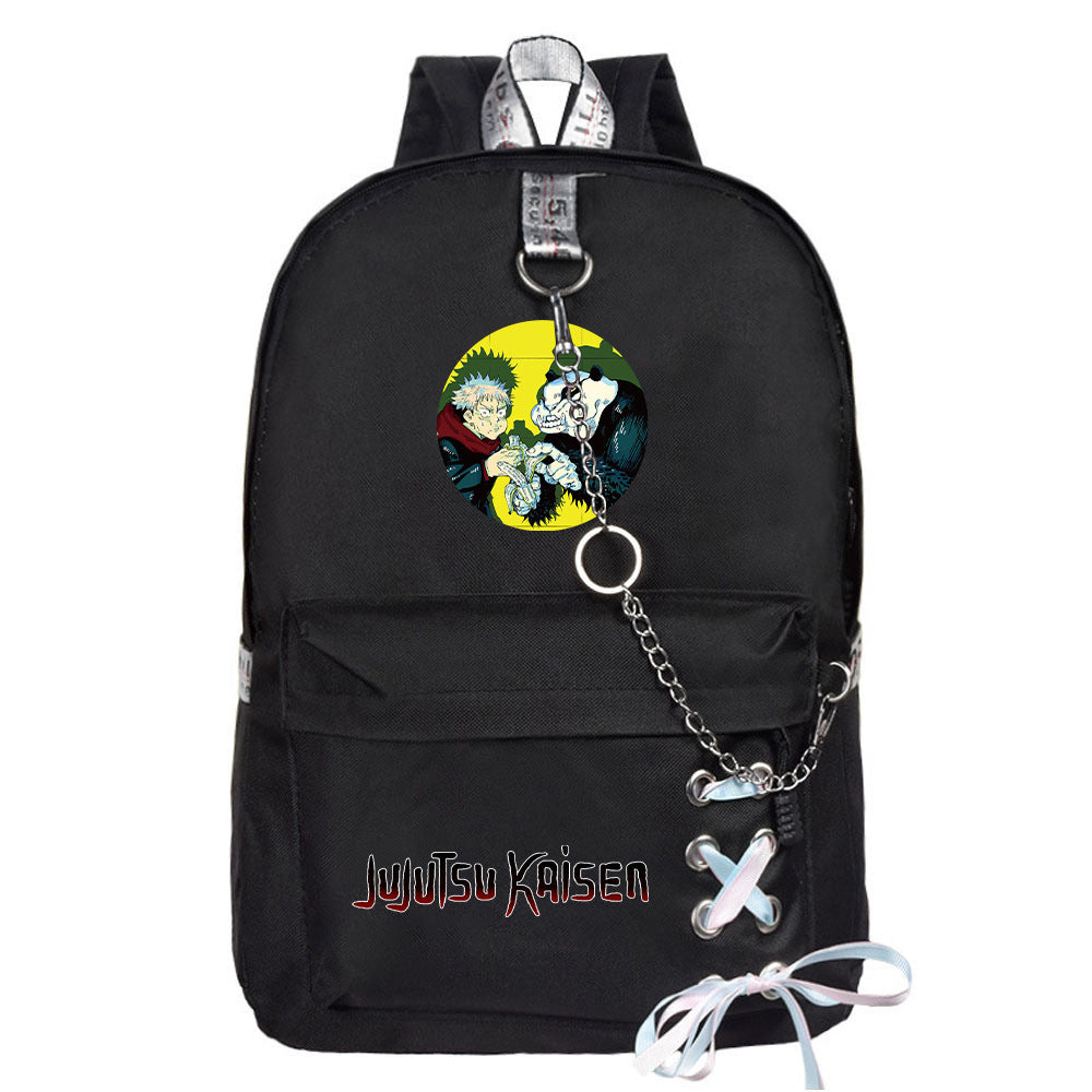 Casual Anime Lace-Up Chain Canvas Backpack