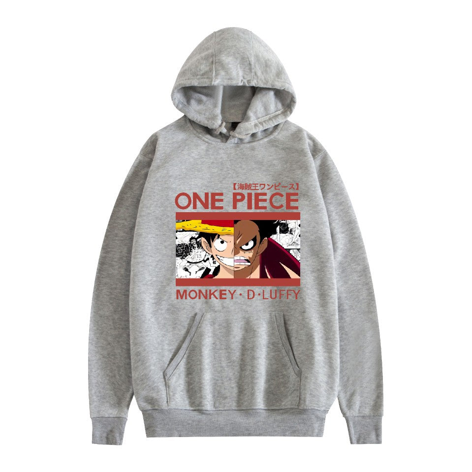Unisex Luffy Anime Print Loose Hoodie