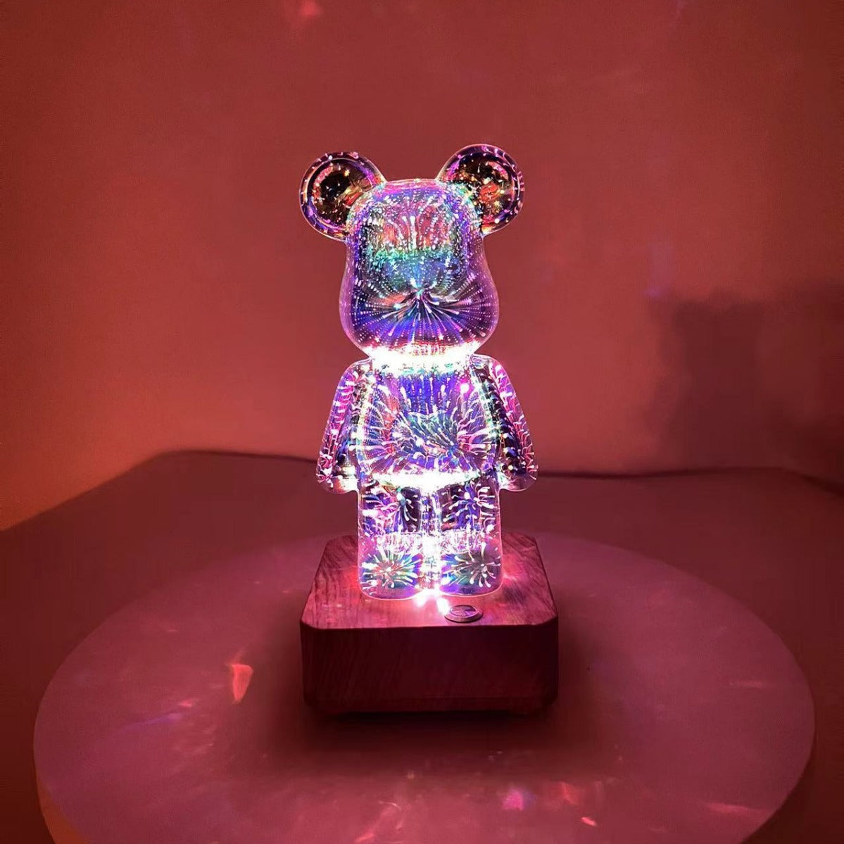 3D Fireworks Bear Glass Led Lamp