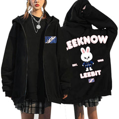 Skz Wolf Chan Bbokari Printed Zipper Hoodie