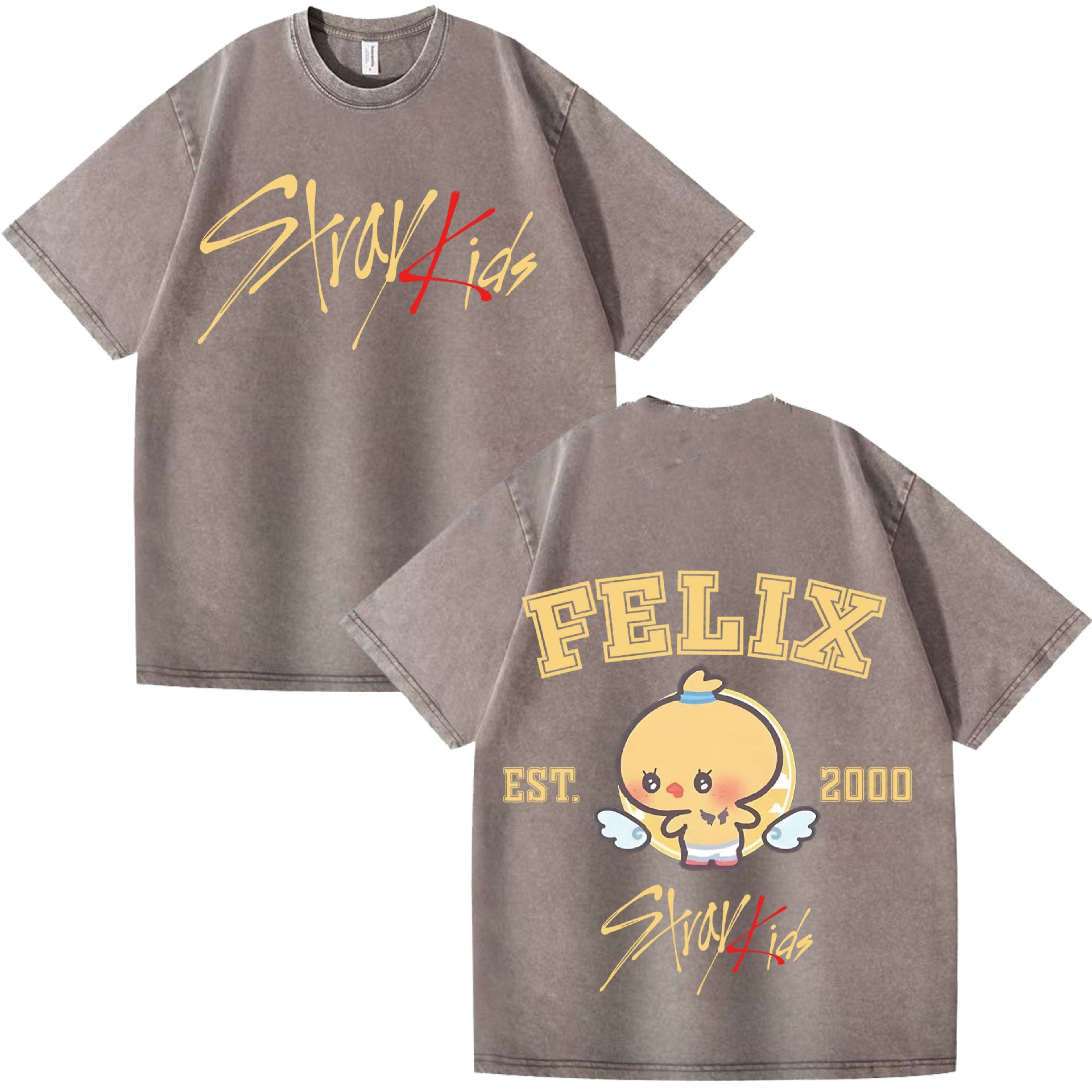 KPOP FELIX Cotton Washed Short-sleeved T-shirt